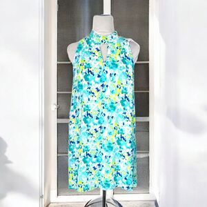 Peach Love California Hi Low Splatter Dress Women's Size L Sleeveless Green